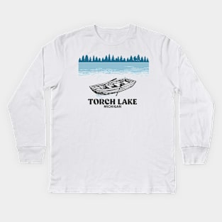 torch lake Michigan Kids Long Sleeve T-Shirt